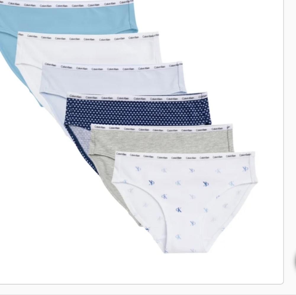 Calvin Klein Girls Bikini Underwear Set - Gray, White, Blue - Picture 2 of 2